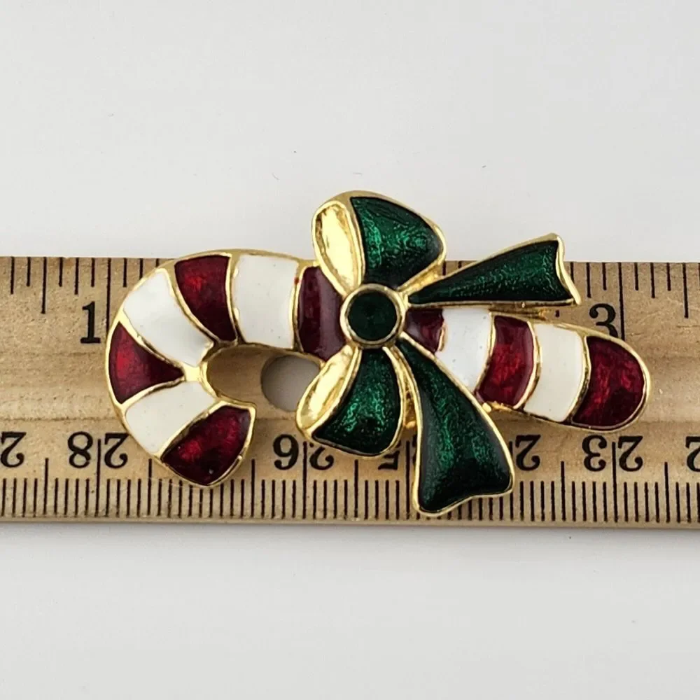 Vintage‎ Enamel Candy Cane Brooch